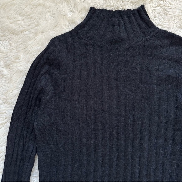 Madewell Sweater Alpaca-Blend Mockneck Sheer Ribbed Long Sleeve Black S NWT New - Picture 8 of 14